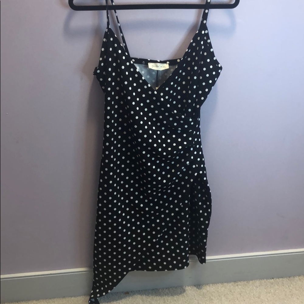 Asymmetrical polka dot dress